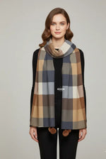 The Amritsar Store Brown, Beige & Grey Check Wool Scarf with Classic Plaid Pattern