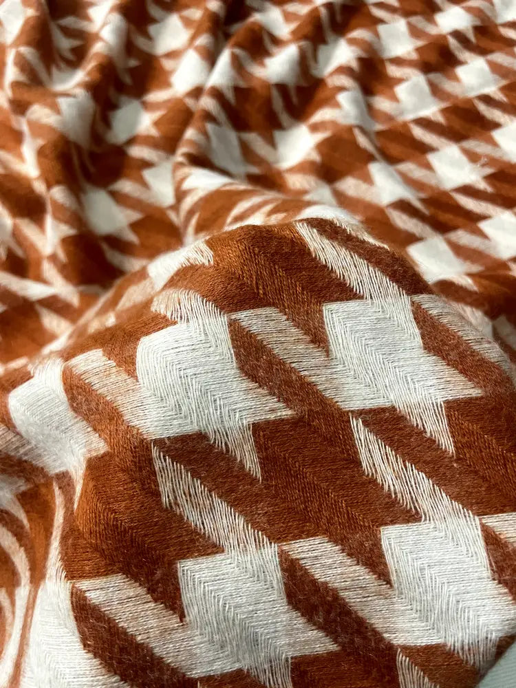 The Amritsar Store Brown & White Patterned Scarf scarf