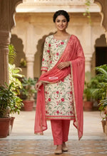 The Amritsar Store Chanderi Embroidered Unstitched Suit with Dupatta for Women, Traditional Punjabi Ethnic Wear Suit Set