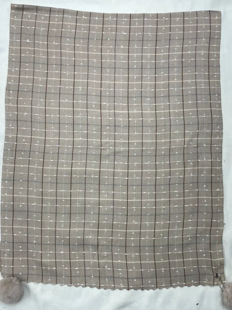 The Amritsar Store classic beige and white check wool scarf with a soft woven texture, elegant neutral checks, and a timeless winter design
