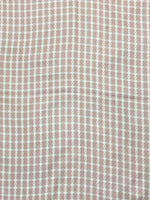 The Amritsar Store Classic Check Wool Scarf in soft neutral shades, featuring a timeless check pattern and fine wool texture”