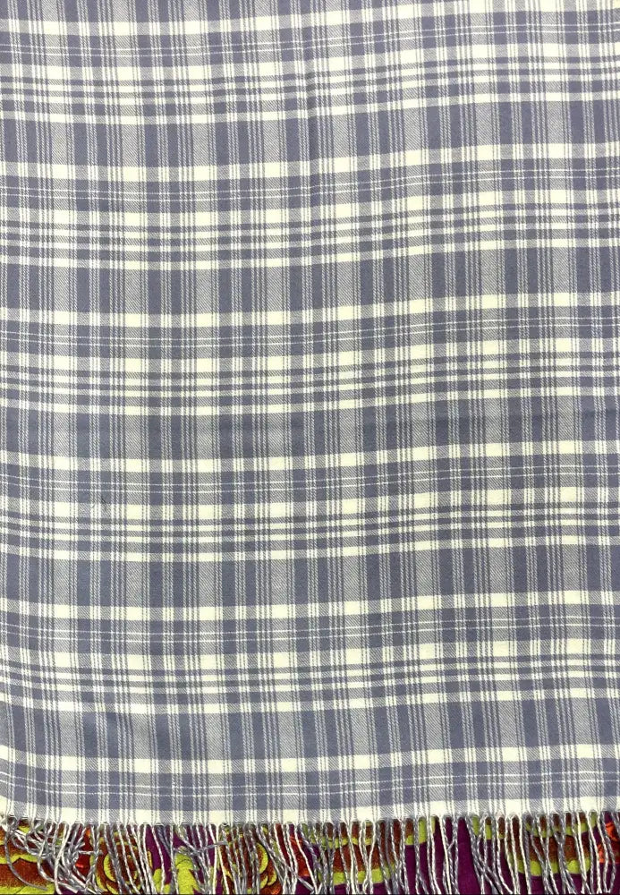 “The Amritsar Store classic grey and ivory check wool scarf, soft warm wool scarf