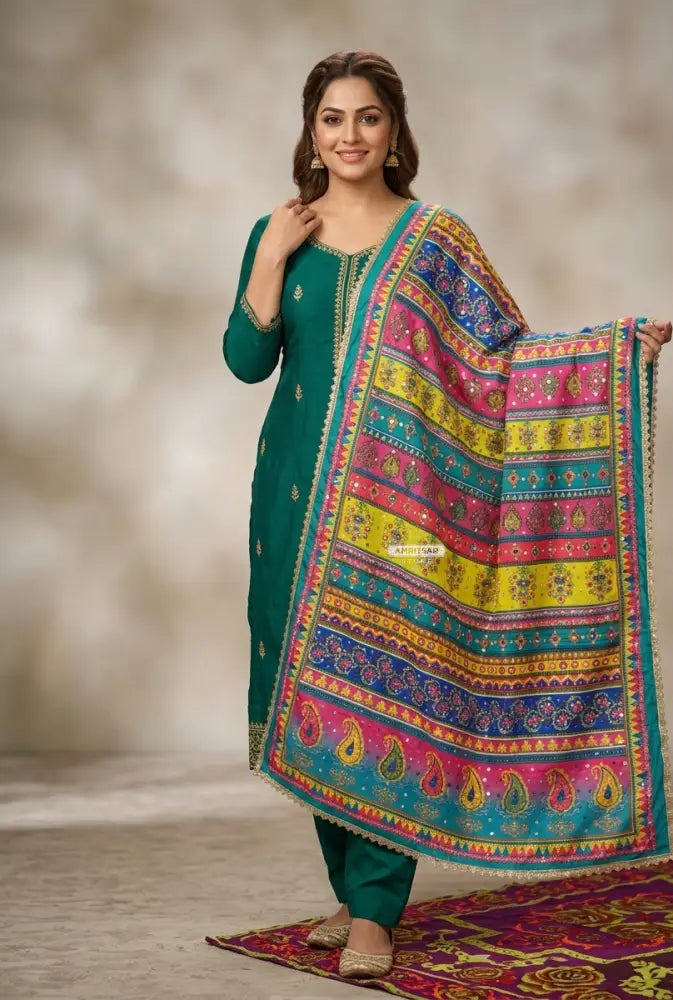 The Amritsar Store embellished dupatta with mirror and stone work detailing, traditional ethnic designer dupatta for women