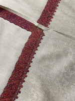 Hand embroidered Kashmiri shawl by The Amritsar Store featuring paisley embroidery on four corners, warm and lightweight design