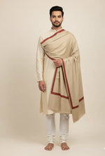 Hand embroidered Kashmiri shawl by The Amritsar Store featuring paisley embroidery on four corners, warm and lightweight design