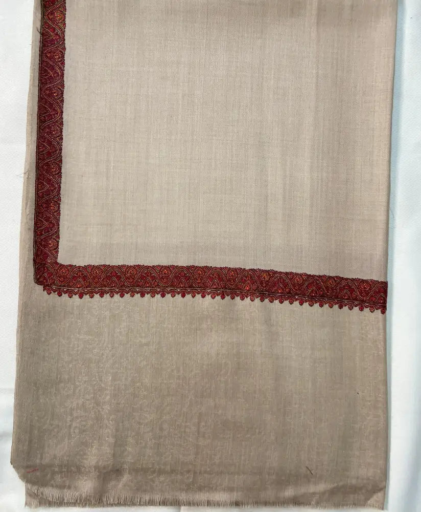 Hand embroidered Kashmiri shawl by The Amritsar Store featuring paisley embroidery on four corners, warm and lightweight design