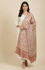 The Amritsar Store Beige Blossom Heritage Stole – Elegant Traditional Design for Women