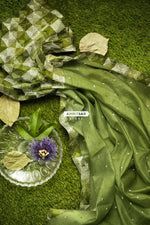 The Amritsar Store Phulkari Saree – Hand Embroidered Traditional Design in Olive Green Colo