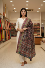 Majestic Peacock Garden Jaal shawl with intricate multicolor woven peacock and floral motifs, Kashmiri-inspired design