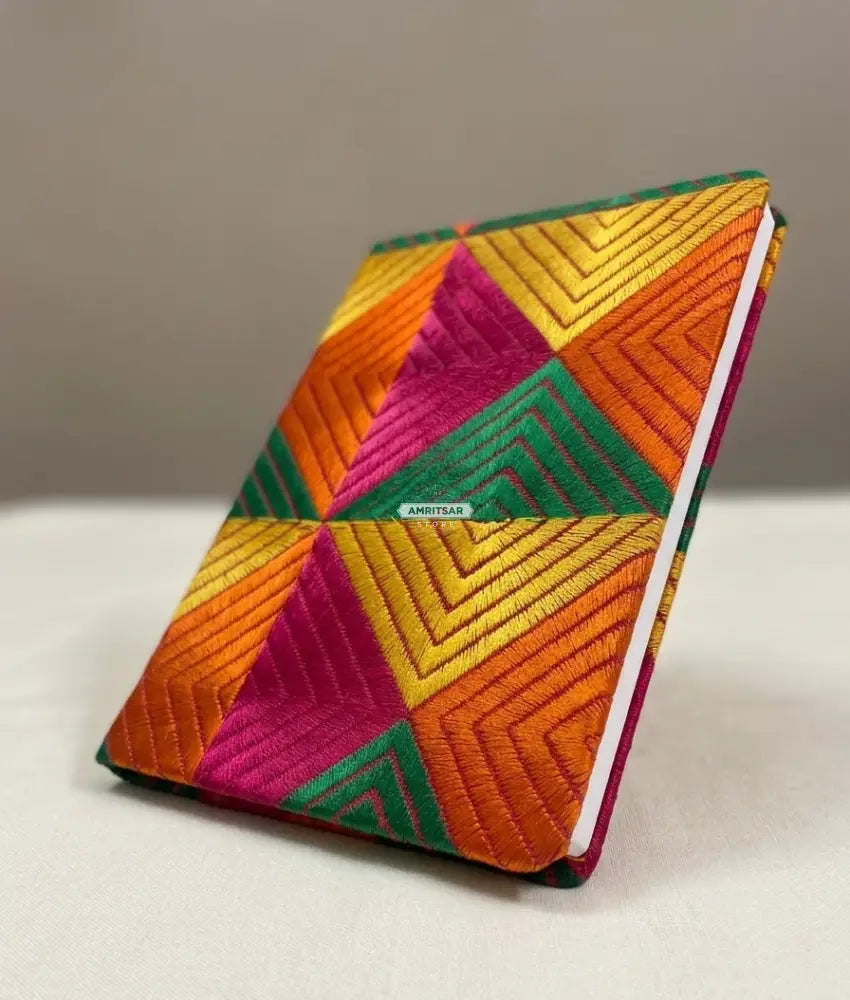 Multicolor geometric pattern handmade fabric cover diary by The Amritsar Store