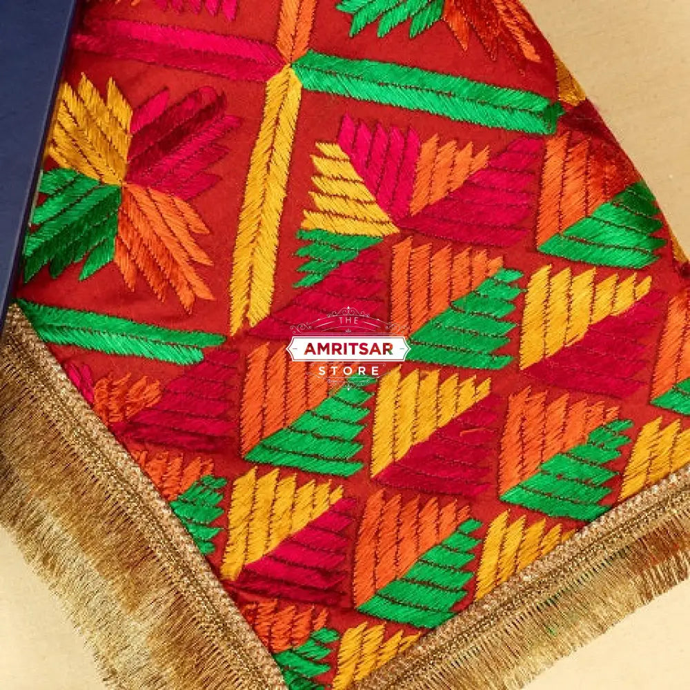 The Amritsar Store Phulkari Dupatta – Beautiful Hand Embroidered Traditional Design
