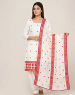 Phulkari Geometric Floral Embroidered Unstitched Suit Set with Dupatta by The Amritsar Store, traditional Punjabi embroidered dress material for women