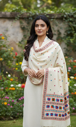 The Amritsar Store Phulkari Dupatta – Hand Embroidered Traditional Design on Soft Lemon Color Fabric