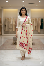 The Amritsar Store Phulkari Dupatta – Handcrafted Off-White Fabric with Vibrant Multicolor Embroidery