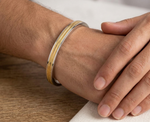The Amritsar Store Stainless Steel and Brass 2 Lines 7mm Punjabi Kada for Men with dual-tone finish and traditional Sikh design 