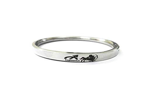 Stainless Steel Sun Sign Unisex Punjabi Kada with engraved zodiac symbol by The Amritsar Store, sleek silver finish bracelet for men and women