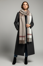 The Amritsar Store Classic Taupe & Ivory Check Wool Scarf – Soft Warm Winter Scarf for Women”