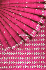 Phulkari Hand Embroidery Saree with Heritage Charm in Magenta color Phulkari