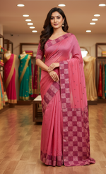 The Amritsar Store Phulkari Saree – Hand Embroidered Traditional Design in Pink Color