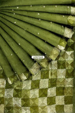 The Amritsar Store Phulkari Saree – Hand Embroidered Traditional Design in Olive Green Colo