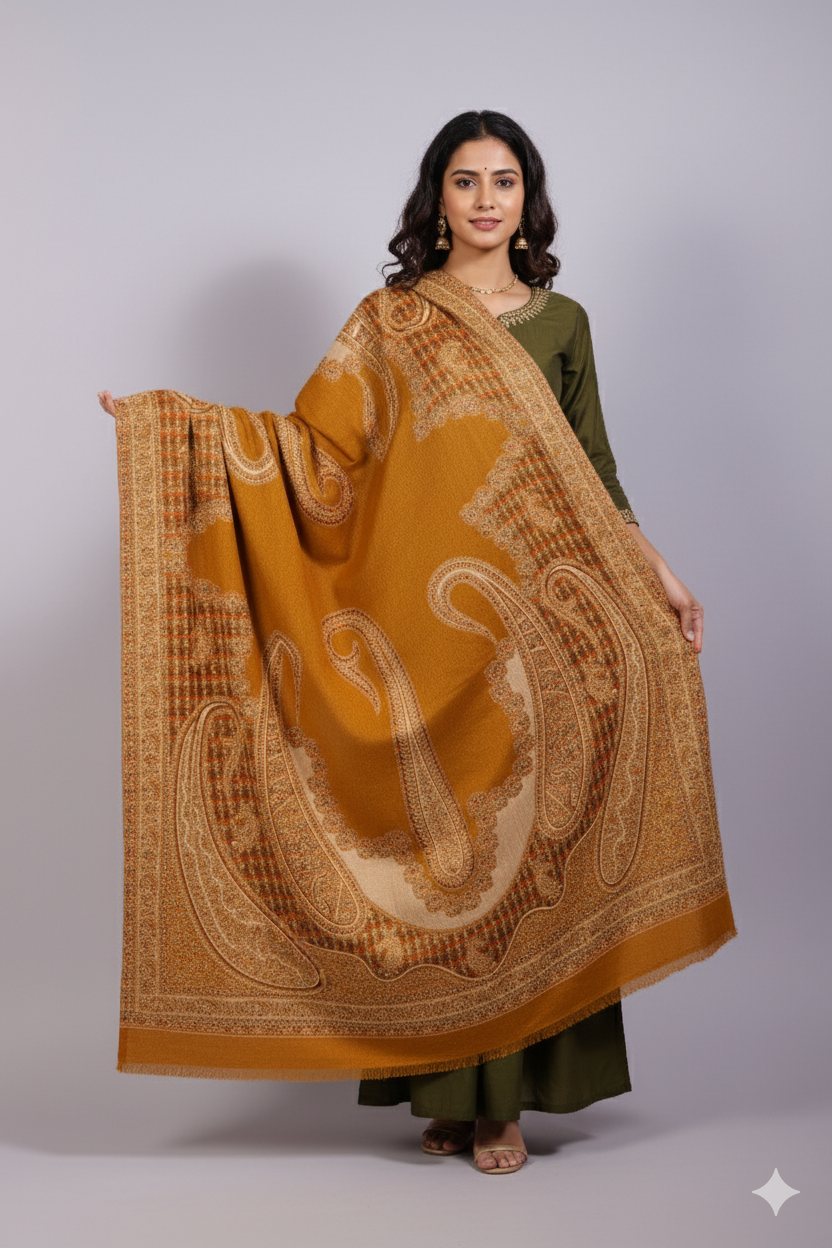 The Amritsar Store Timeless Kashmiri Jamawar Shawl – Luxurious Warm Traditional Wool Shawl with Classic Design