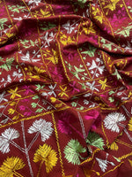 Hand embroidered Punjabi Phulkari Bagh dupatta for women by The Amritsar Store featuring traditional multicolor embroidery craftsmanship
