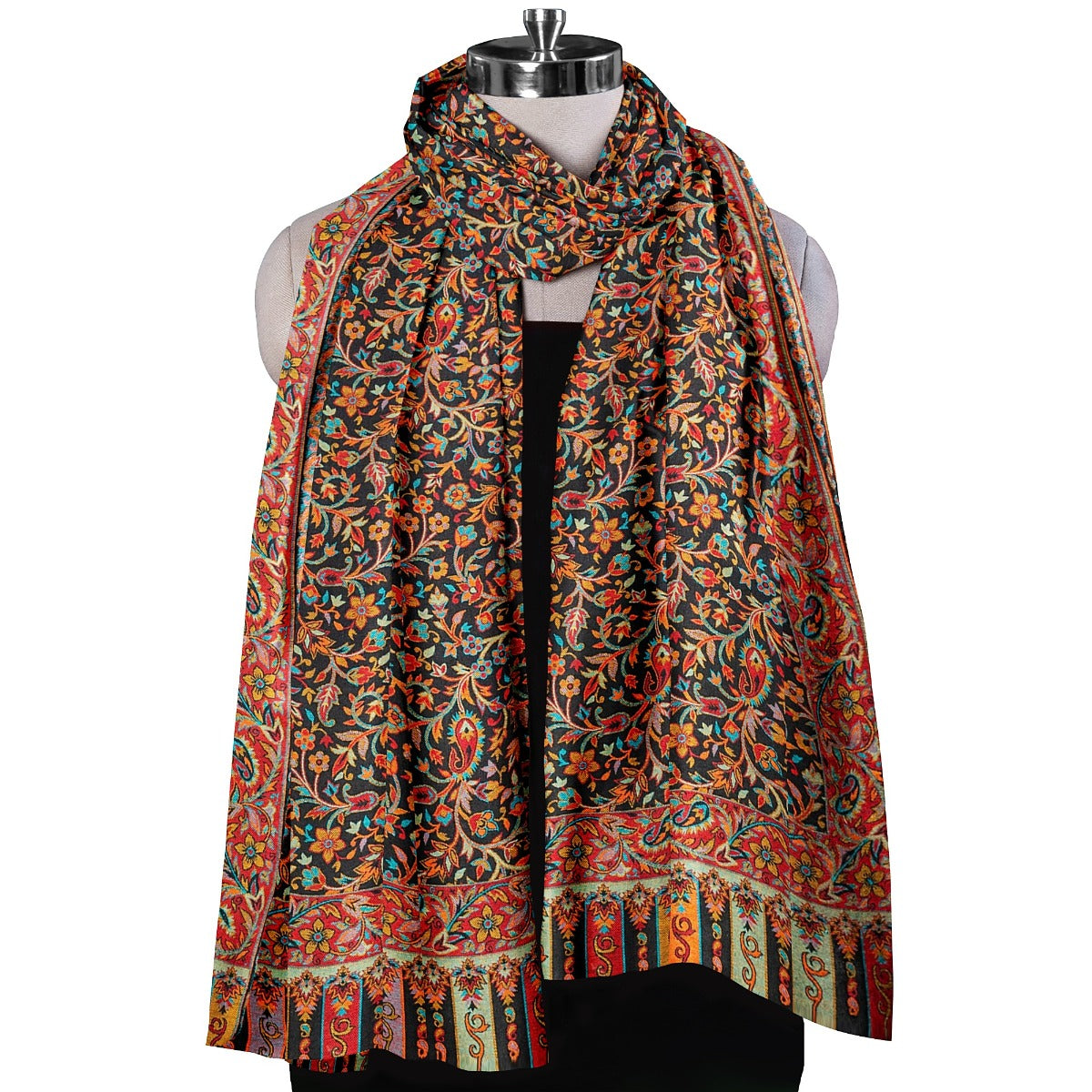 Women's Shawl, Kashmiri Kani Shawl, Traditional Paisleys Design, Warm Wool Rich Shawl, Large Wrap, Shawl For Women & Men - The Amritsar Store