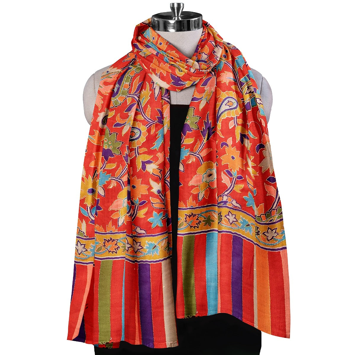 Women's Scarf, Heritage Collection Kashmiri Kalamkari Scarf, Rich Look Self Weave Kani Printed Scarf, Faux Wool Scarf, Pashmina Scarf Bridal Gift, Scarf For Women - The Amritsar Store
