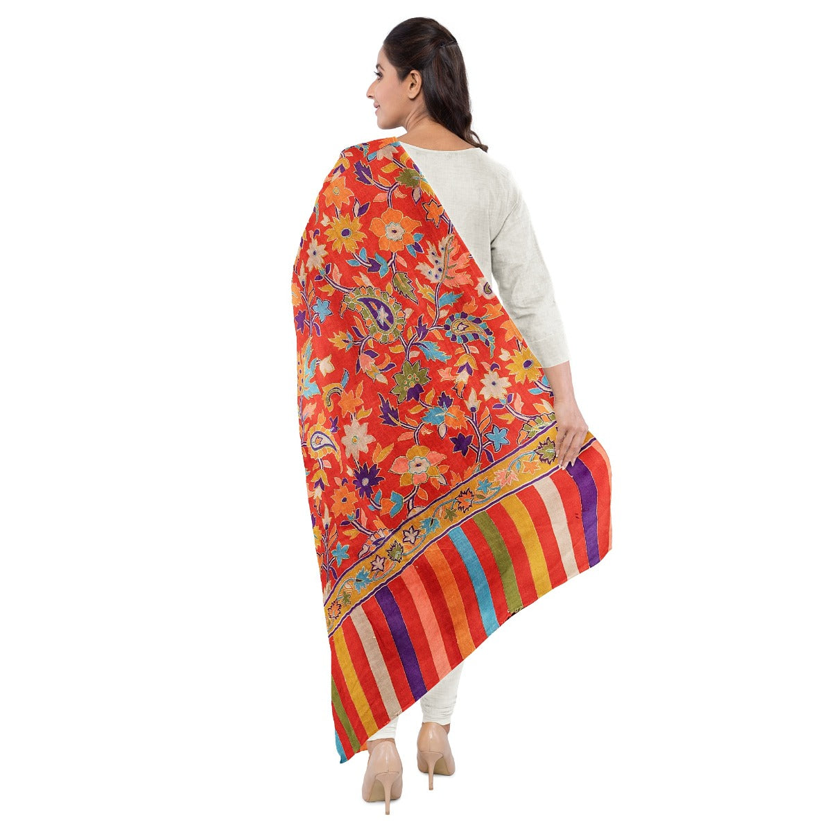 Women's Scarf, Heritage Collection Kashmiri Kalamkari Scarf, Rich Look Self Weave Kani Printed Scarf, Faux Wool Scarf, Pashmina Scarf Bridal Gift, Scarf For Women - The Amritsar Store