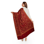 Women's Burgundy Shawl, Sozni Hand Embroidered Pashmina Shawl For Women, Soft Women Wraps, Heritage Shawls, Embroidered Women Shawls, Authentic Kashmiri Shawls - The Amritsar Store