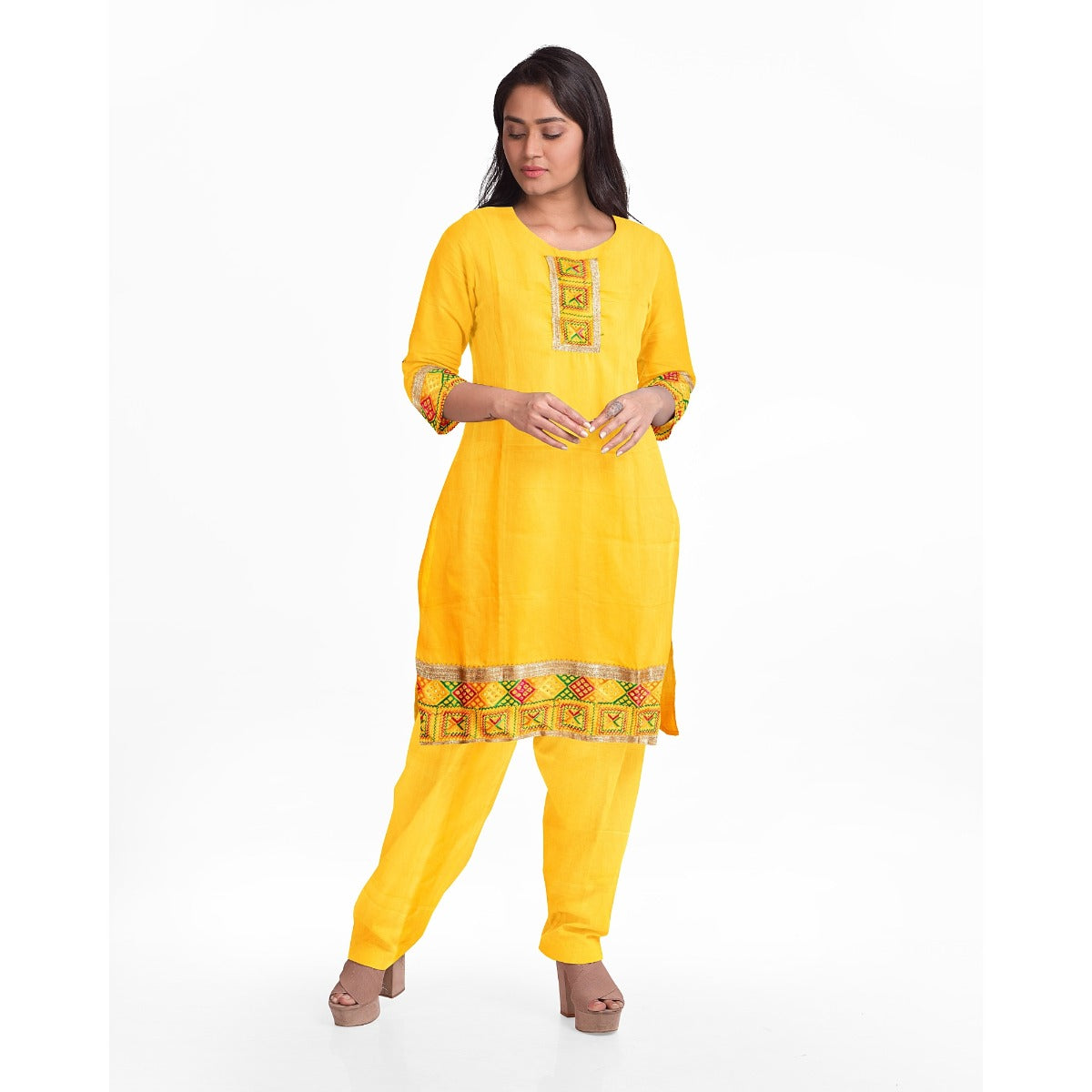 Punjabi Phulkari Suit Designer Salwar Kameez Collection By The Amritsar Store Size 5.00 Mtr - The Amritsar Store