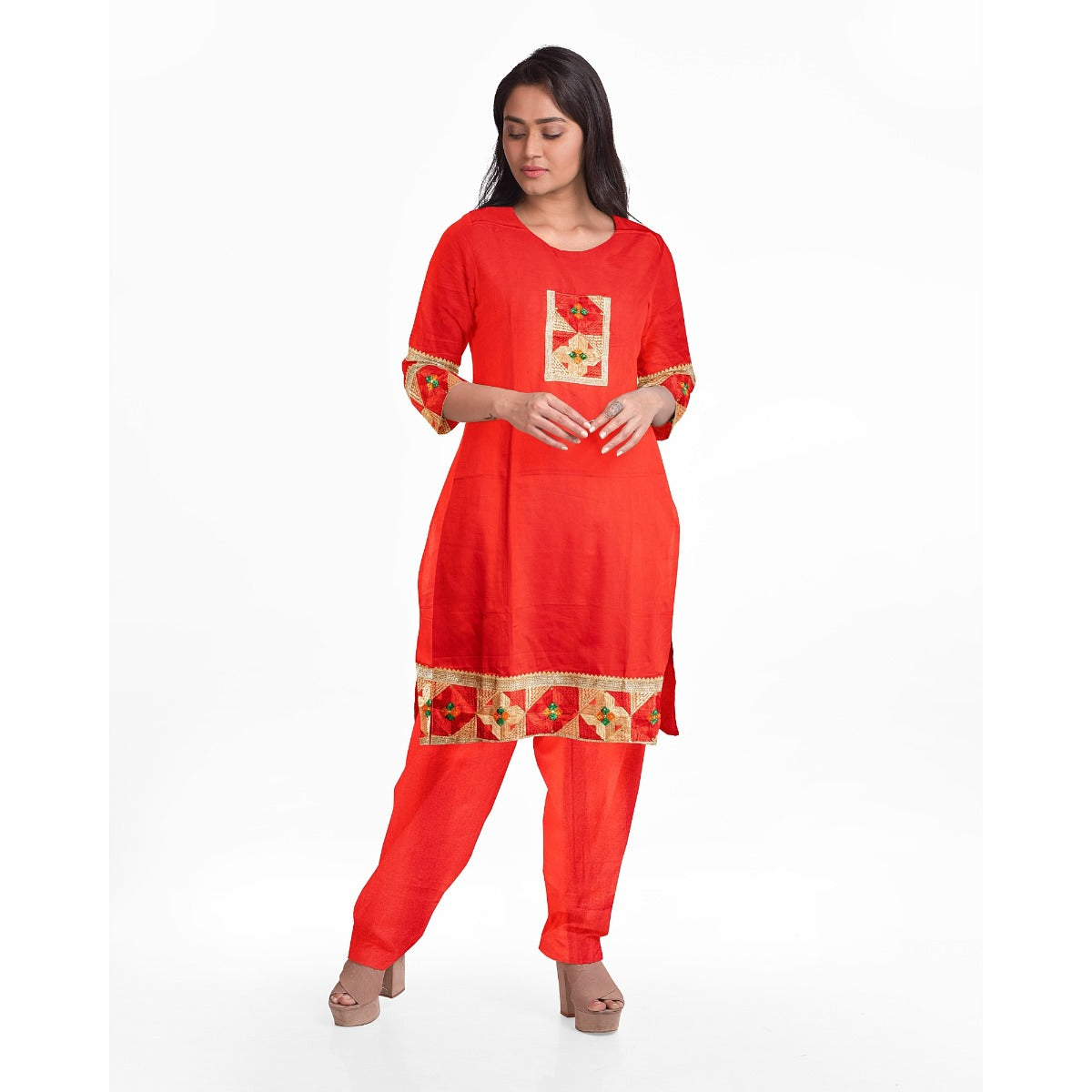 Punjabi Phulkari Suit Designer Salwar Kameez Collection By The Amritsar Store Size 5.00 Mtr - The Amritsar Store