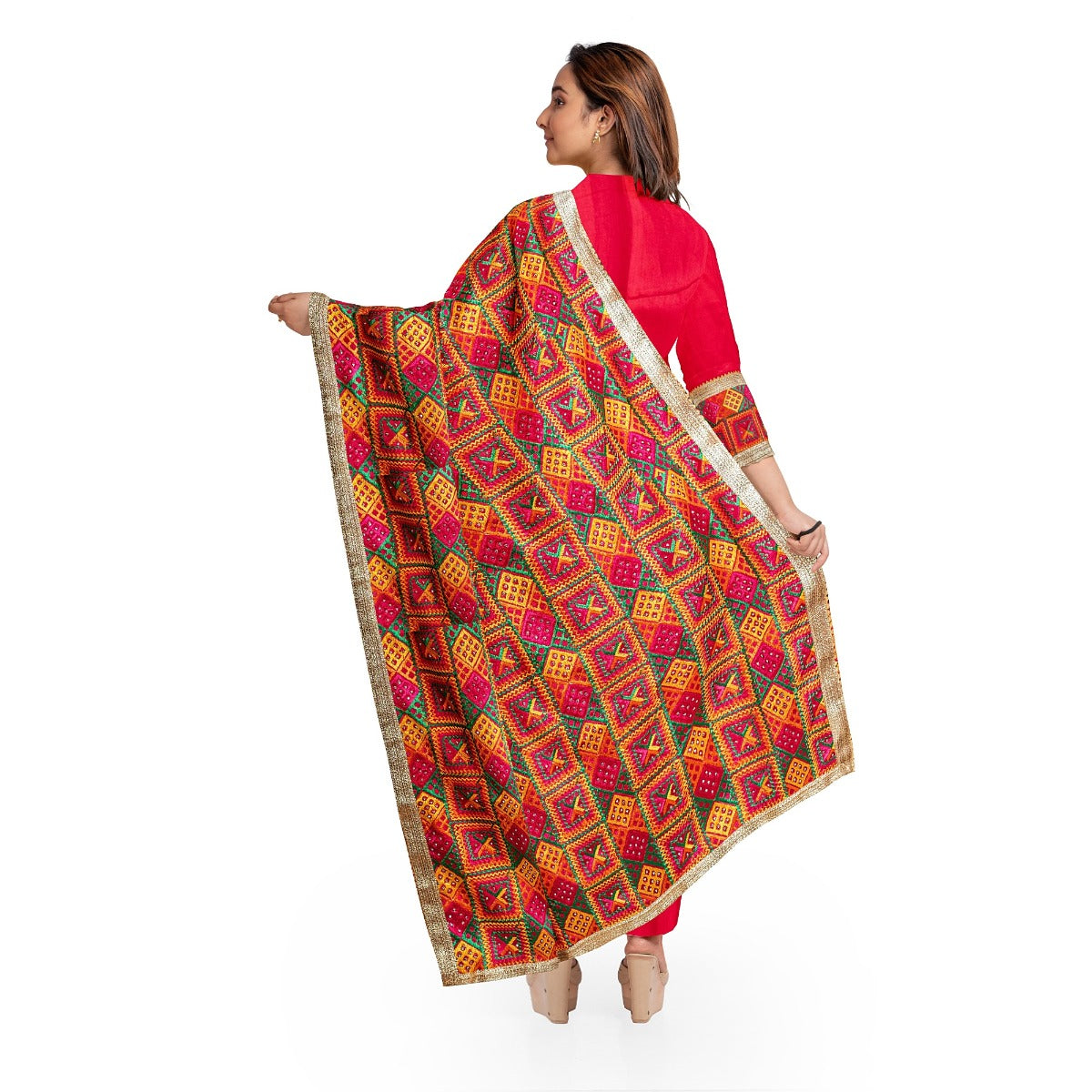 Punjabi Phulkari Suit Designer Salwar Kameez Collection By The Amritsar Store Size 5.00 Mtr - The Amritsar Store