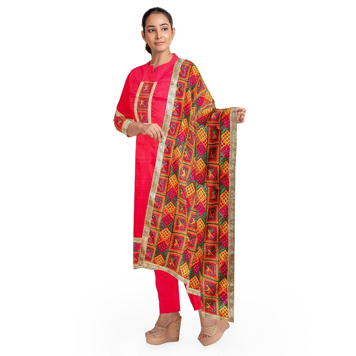Punjabi Phulkari Suit Designer Salwar Kameez Collection By The Amritsar Store Size 5.00 Mtr - The Amritsar Store