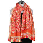 Womens Kani Zari Shawl, Off-White, Kashmiri Paisley Shawl for Women Bamboo Silk Blended Large Wrap Full Size, Traditional Weave, Soft and Warm, Perfect Gift For Loved Ones - The Amritsar Store