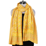 Womens Kani Zari Shawl, Mustard, Kashmiri Paisley Shawl for Women Bamboo Silk Blended Large Wrap Full Size, Traditional Weave, Soft and Warm, Perfect Gift For Loved Ones - The Amritsar Store