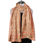 Womens Kani Fine Wool Shawl, Beige, Soft and Warm Wool Large Wrap, Woven Handloom Jacquard Design With Kashmiri Paisleys, Light Weight 160 gram Shawl for Women 2.10 x 1.15 - The Amritsar Store
