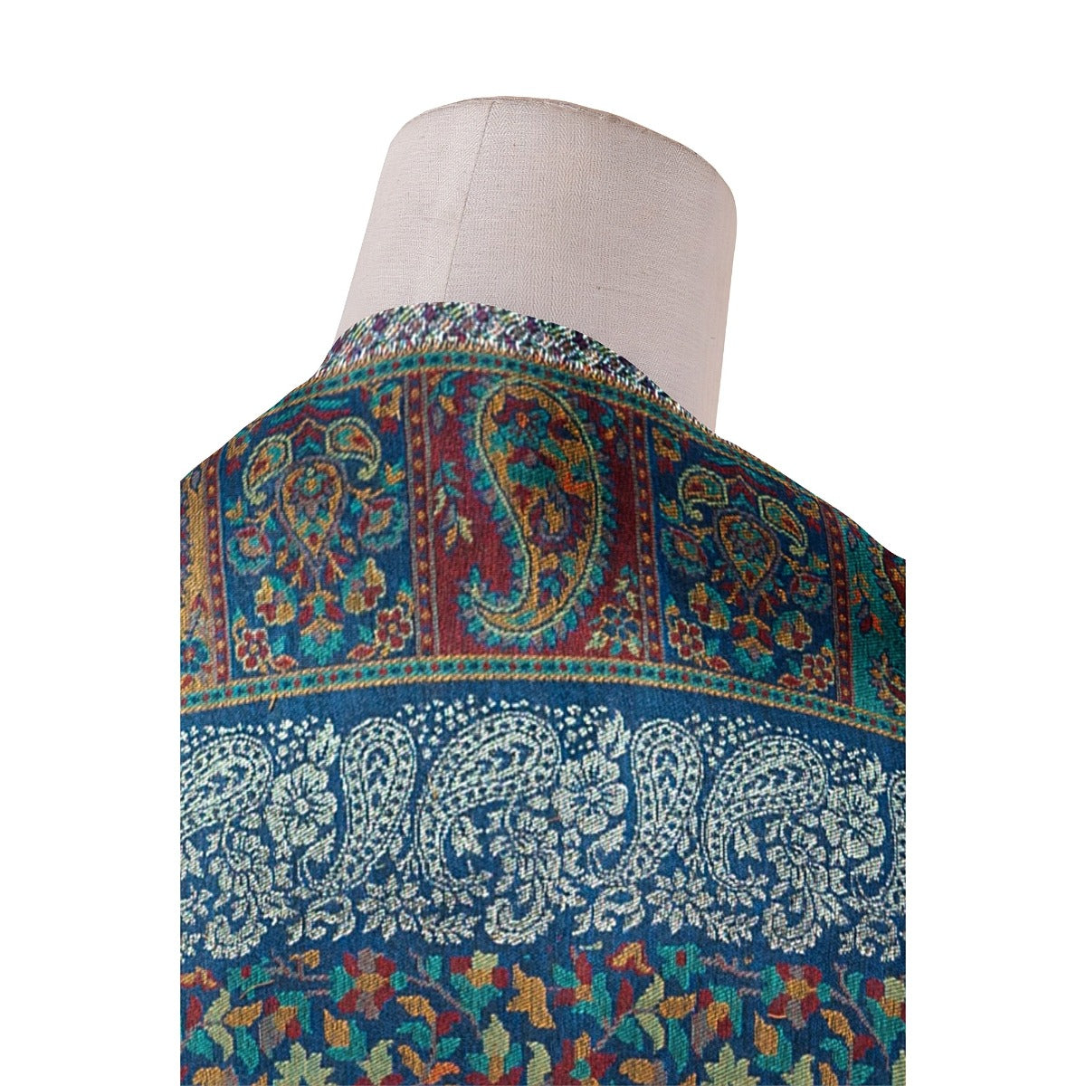 Womens Kani Zari Stole, Navy Blue, Kashmiri Paisley Stole for Women Bamboo Silk Blended, Traditional Weave, Soft and Warm, Perfect Gift For Loved Ones - The Amritsar Store