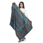 Womens Kani Zari Stole, Navy Blue, Kashmiri Paisley Stole for Women Bamboo Silk Blended, Traditional Weave, Soft and Warm, Perfect Gift For Loved Ones - The Amritsar Store