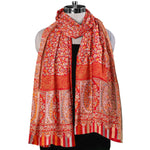 Womens Kani Zari Stole, Navy Blue, Kashmiri Paisley Stole for Women Bamboo Silk Blended, Traditional Weave, Soft and Warm, Perfect Gift For Loved Ones - The Amritsar Store