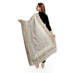Womens Kani Zari Stole, Off-White, Kashmiri Paisley Stole for Women Bamboo Silk Blended, Traditional Weave, Soft and Warm, Perfect Gift For Loved Ones - The Amritsar Store