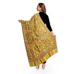 Womens Kani Zari Stole, Black, Kashmiri Paisley Stole for Women Bamboo Silk Blended Large Wrap Full Size, Traditional Weave, Soft and Warm, Perfect Gift For Loved Ones - The Amritsar Store
