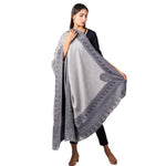 Kashmiri Shawl For Women, Lightweight Shawl With Four Side Border & Paisley Design Weaved With Wool, Shawl For Women - The Amritsar Store