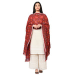 Red Phulkari Dupatta With Multicolor Embroidery by The Amritsar Store - The Amritsar Store