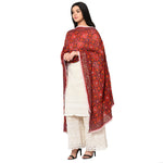 Red Phulkari Dupatta With Multicolor Embroidery by The Amritsar Store - The Amritsar Store