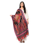 Paisley Printed Hand Tie Dye Shawl With Multicolored Kashmiri Aari Outlining of the Motifs - The Amritsar Store