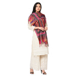 Paisley Printed Hand Tie Dye Shawl With Multicolored Kashmiri Aari Outlining of the Motifs - The Amritsar Store