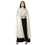 Pure Crepe Chiffon White Dyeable Dupatta With Sequence And Thread Work by The Amritsar Store - The Amritsar Store