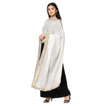 Pure Crepe Chiffon White Dyeable Dupatta With Sequence And Thread Work by The Amritsar Store - The Amritsar Store