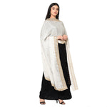 Pure Crepe Chiffon White Dyeable Dupatta With Sequence And Thread Work by The Amritsar Store - The Amritsar Store